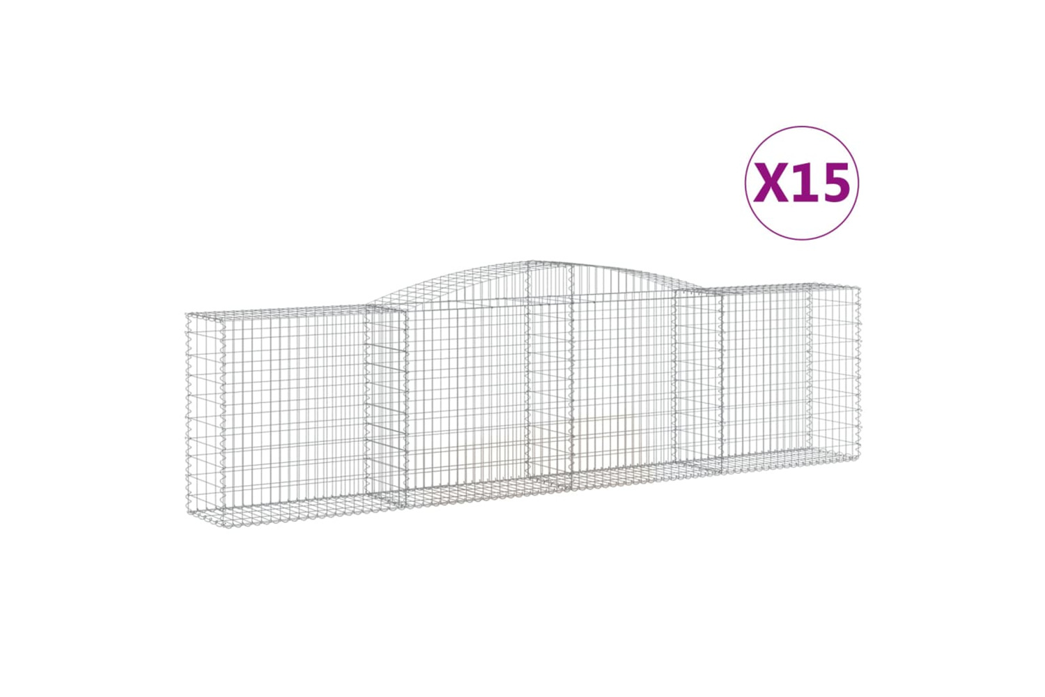 vidaXL 3147005 Arched Gabion Baskets 15 Pcs 400x50x100/120cm Galvanised Iron
