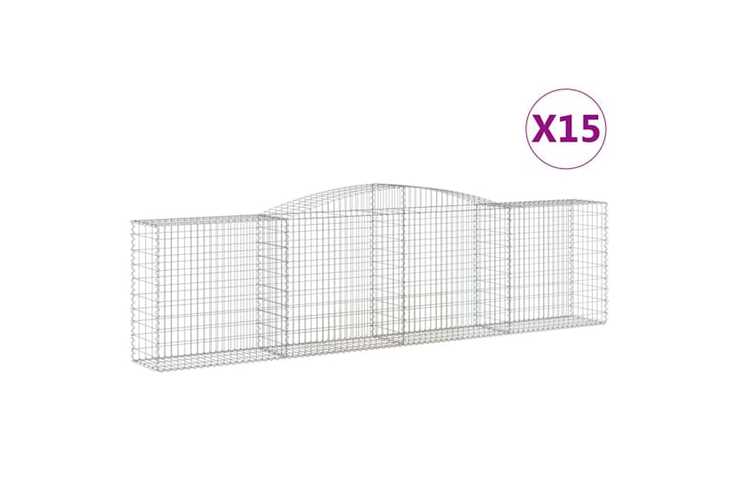 Vidaxl 3147005 Arched Gabion Baskets 15 Pcs 400x50x100/120 Cm Galvanised Iron