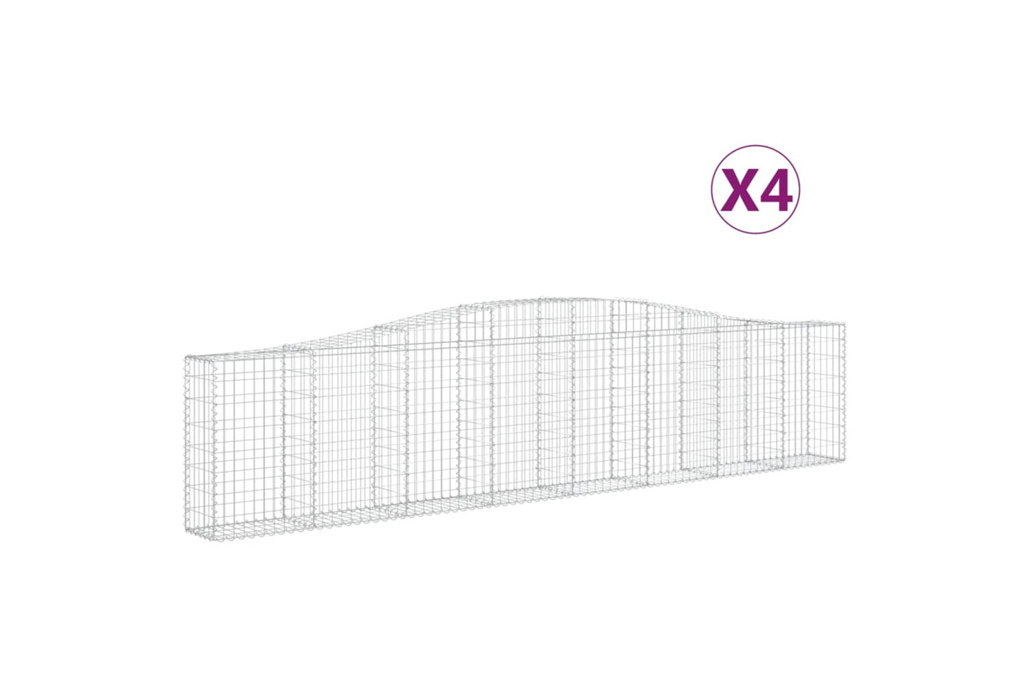 vidaXL 3145815 Arched Gabion Baskets 4 Pcs 400x30x80/100cm Galvanised Iron