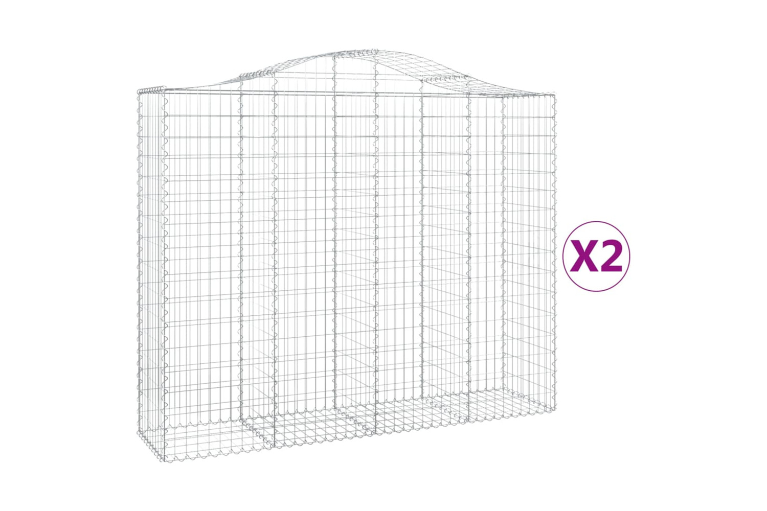 vidaXL 3145703 Arched Gabion Baskets 2 Pcs 200x50x160/180cm Galvanised Iron
