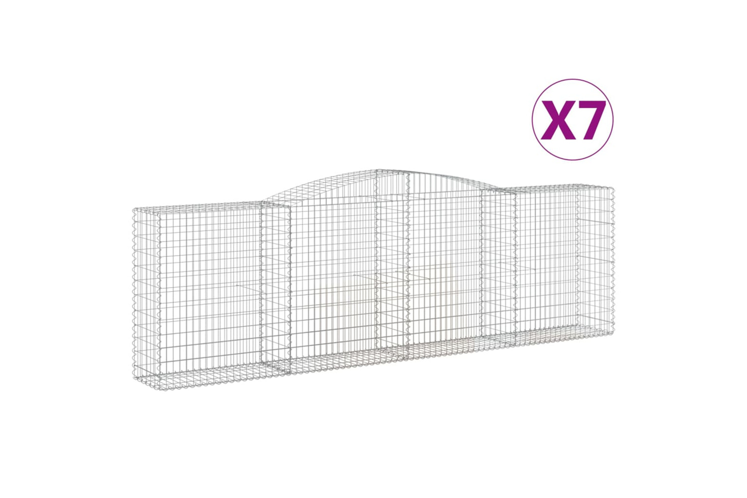 vidaXL 3147014 Arched Gabion Baskets 7 Pcs 400x50x120/140cm Galvanised Iron