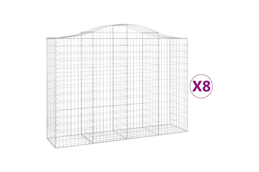 Vidaxl 3145688 Arched Gabion Baskets 8 Pcs 200x50x140/160 Cm Galvanised Iron