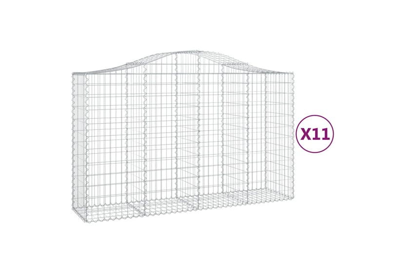 Vidaxl 3145670 Arched Gabion Baskets 11 Pcs 200x50x120/140 Cm Galvanised Iron