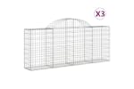 Vidaxl 3146090 Arched Gabion Baskets 3 Pcs 200x30x80/100 Cm Galvanised Iron