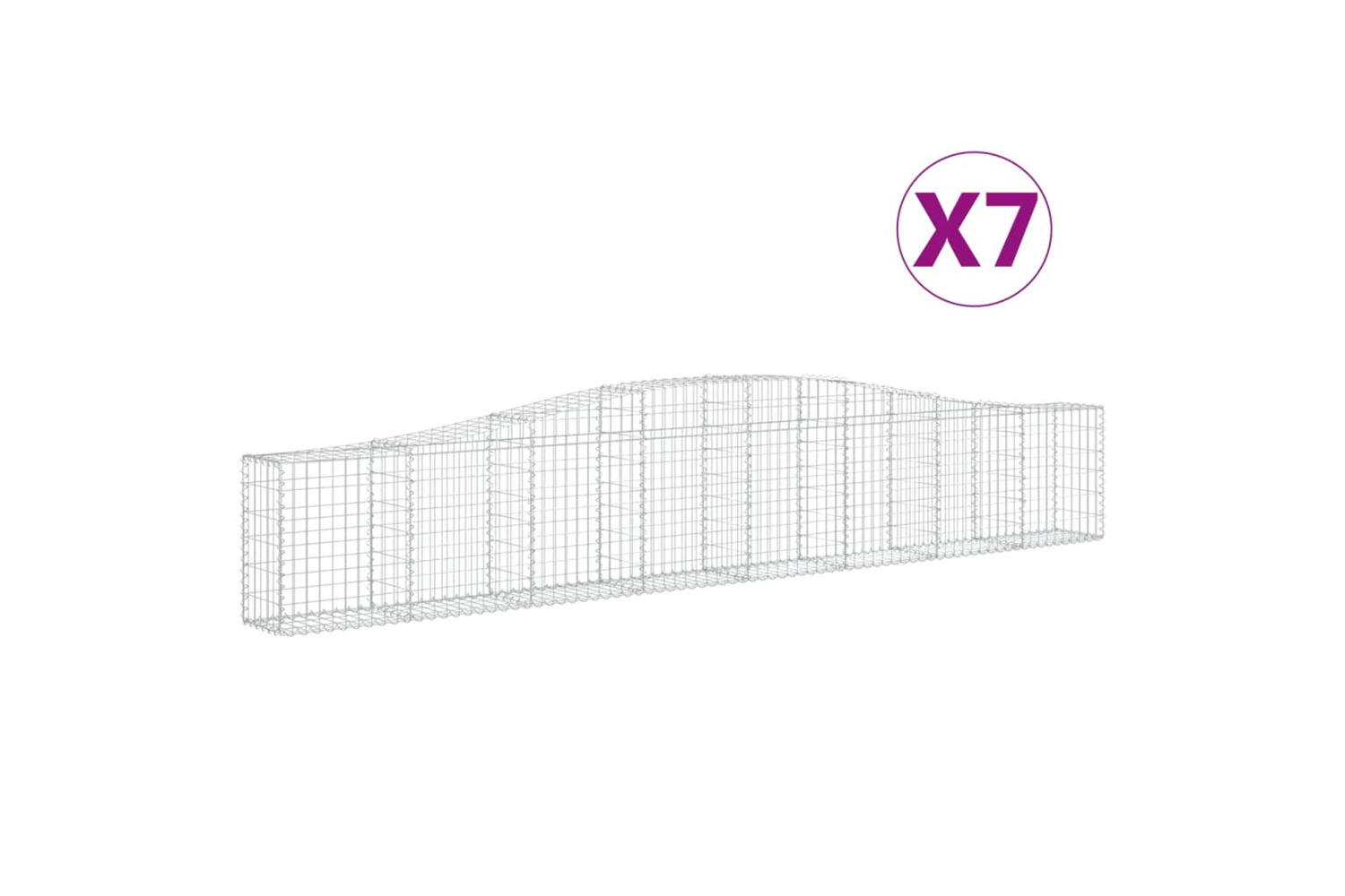 vidaXL 3145805 Arched Gabion Baskets 7 Pcs 400x30x60/80cm Galvanised Iron