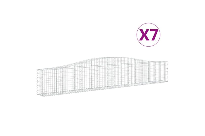 Vidaxl 3145805 Arched Gabion Baskets 7 Pcs 400x30x60/80 Cm Galvanised Iron