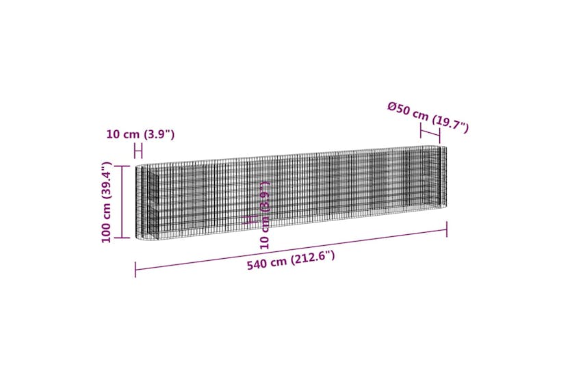 Vidaxl 152038 Gabion Raised Bed Galvanised Iron 540x50x100 Cm