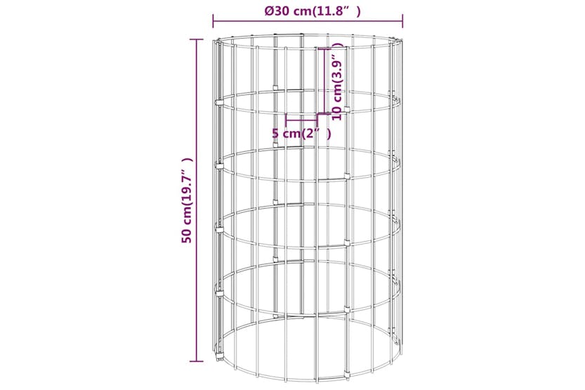 Vidaxl 152019 Circular Gabion Raised Beds 3 Pcs Galvanised Steel Ã30x50 Cm