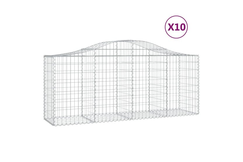 Vidaxl 3145627 Arched Gabion Baskets 10 Pcs 200x50x80/100 Cm Galvanised Iron