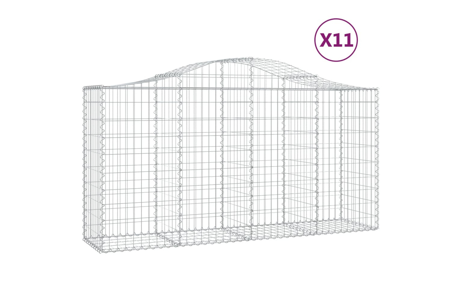 vidaXL 3145649 Arched Gabion Baskets 11 Pcs 200x50x100/120cm Galvanised Iron