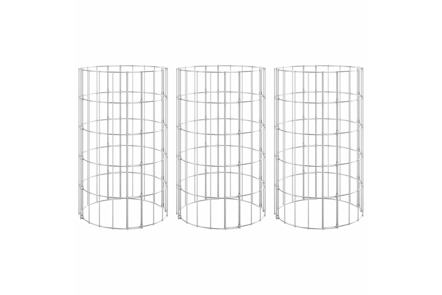 vidaXL 152019 Circular Gabion Raised Beds 3 Pcs Galvanised Steel ÃÂ30x50cm