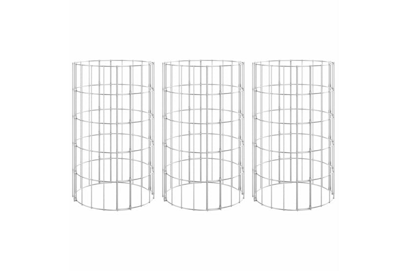 Vidaxl 152019 Circular Gabion Raised Beds 3 Pcs Galvanised Steel Ã30x50 Cm