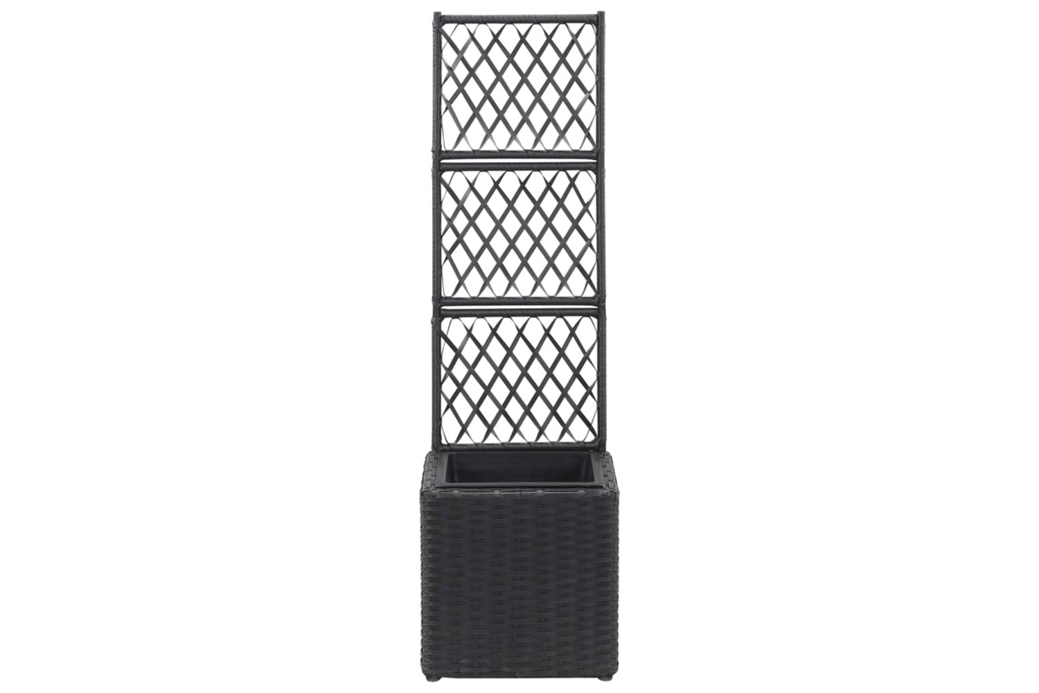 vidaXL 46930 Trellis Raised Bed With 1 Pot 30x30x107cm Poly Rattan Black