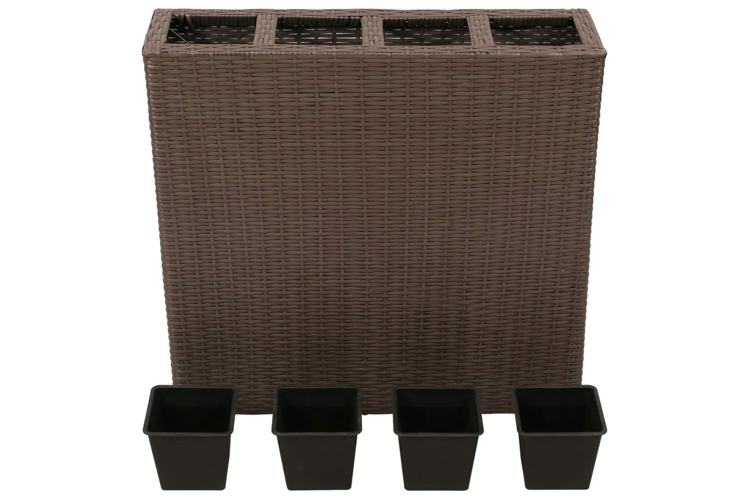 Vidaxl 41085 Garden Raised Bed With 4 Pots Poly Rattan Brown