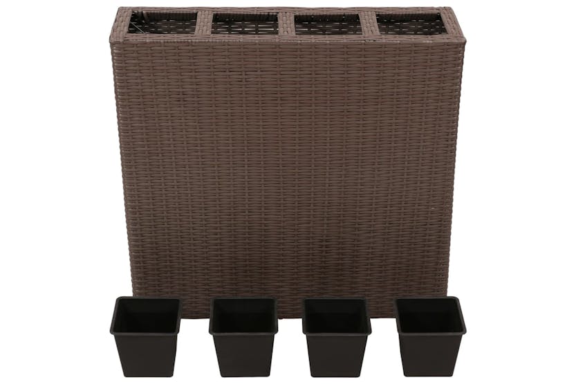 Vidaxl 41085 Garden Raised Bed With 4 Pots Poly Rattan Brown