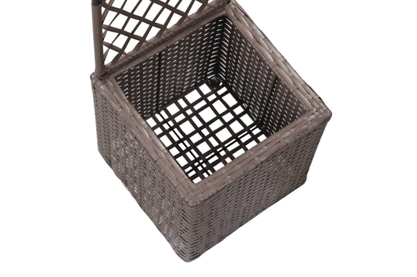 Vidaxl 46936 Trellis Raised Bed With 1 Pot 30x30x107 Cm Poly Rattan Brown