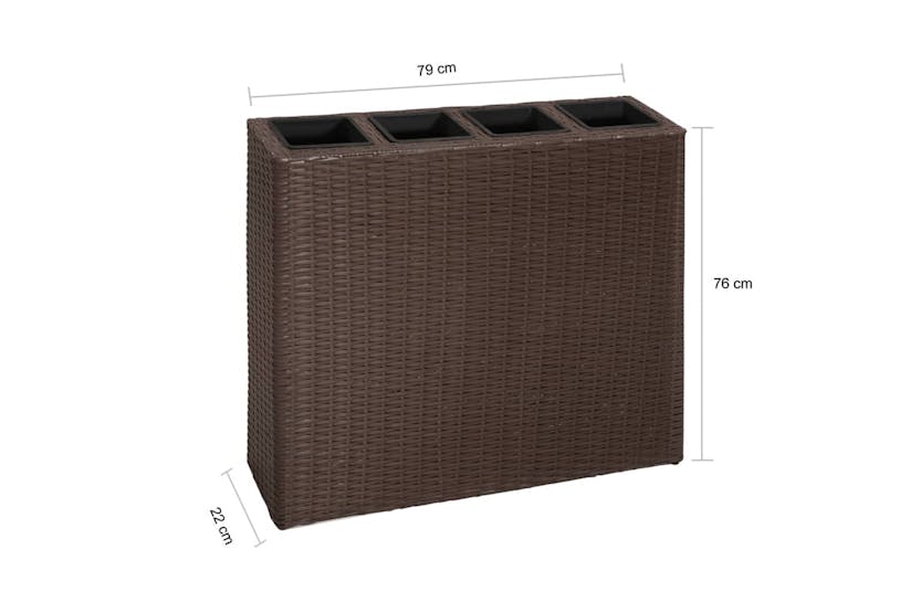 Vidaxl 41085 Garden Raised Bed With 4 Pots Poly Rattan Brown