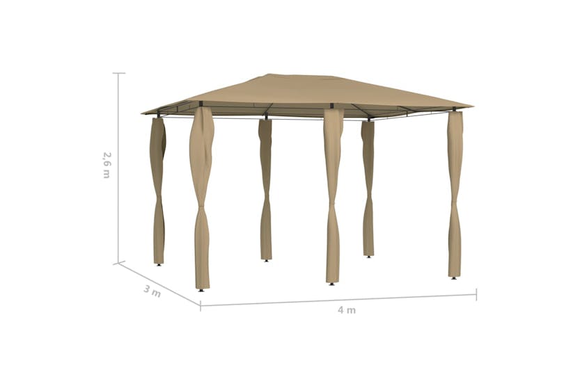 Vidaxl 313612 Gazebo With Post Covers 3x4x2.6 M Taupe 160 G/mâ²