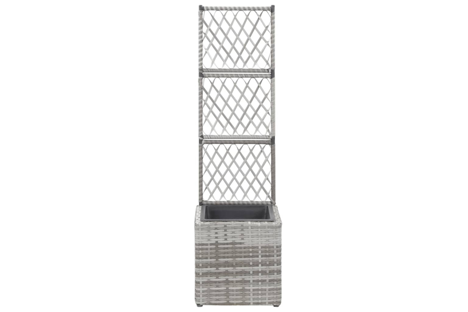 vidaXL 46933 Trellis Raised Bed With 1 Pot 30x30x107cm Poly Rattan Grey