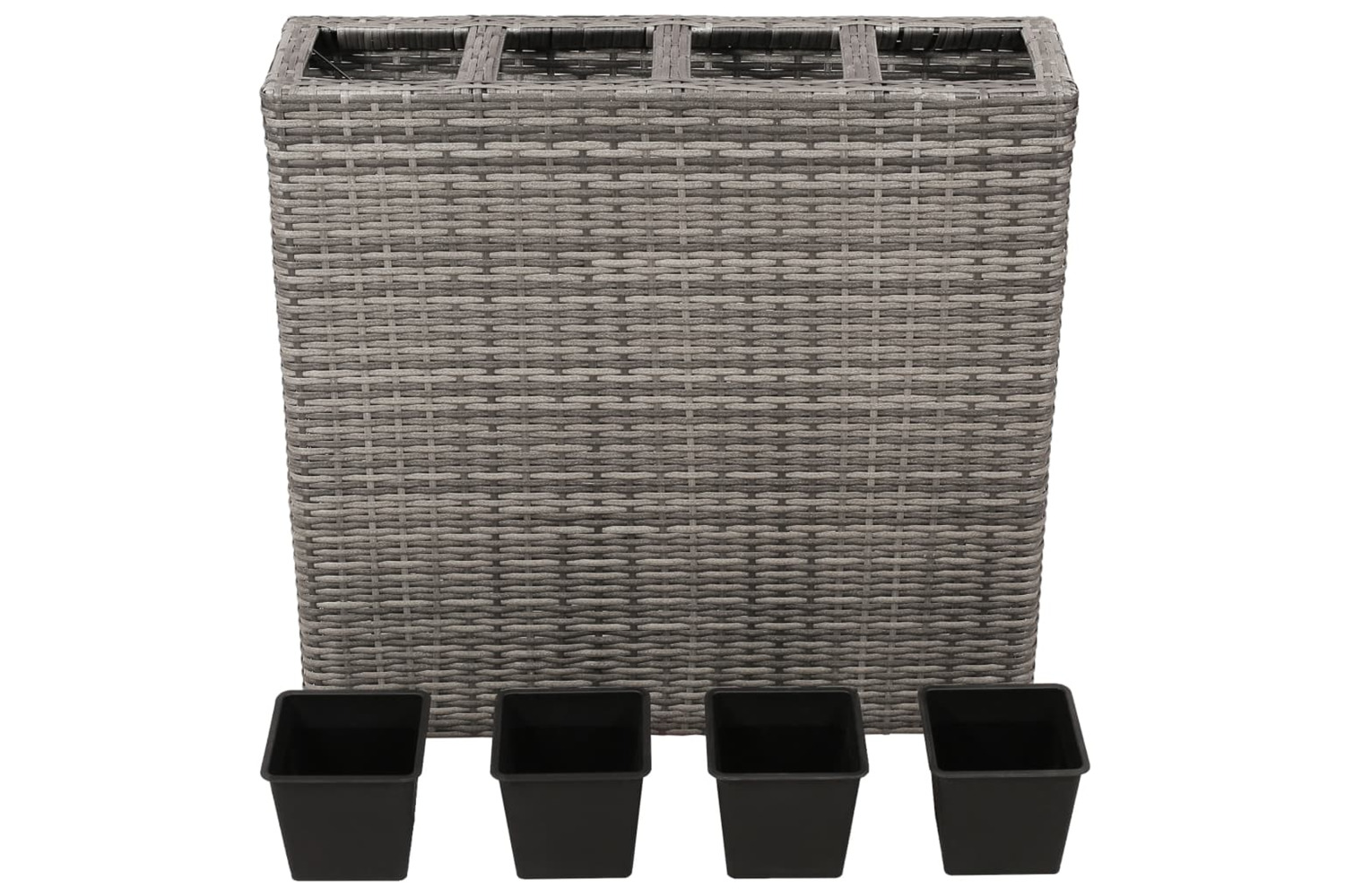 vidaXL 45426 Garden Raised Bed With 4 Pots Poly Rattan Grey