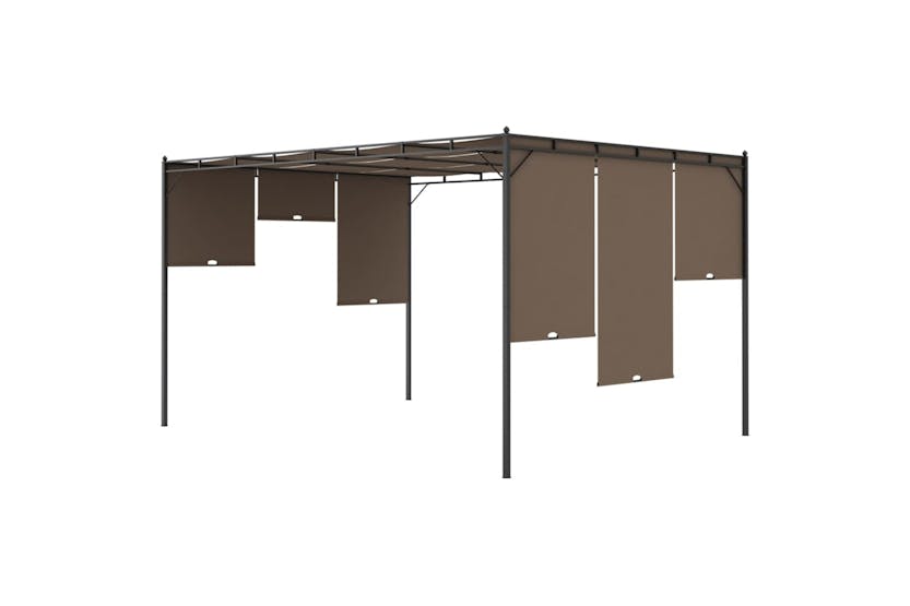 Vidaxl 312264 Garden Gazebo With Side Curtain 4x3x2.25 M Taupe