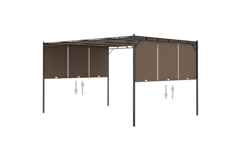 Vidaxl 312264 Garden Gazebo With Side Curtain 4x3x2.25 M Taupe