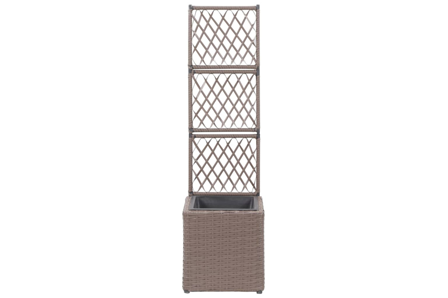 vidaXL 46936 Trellis Raised Bed With 1 Pot 30x30x107cm Poly Rattan Brown