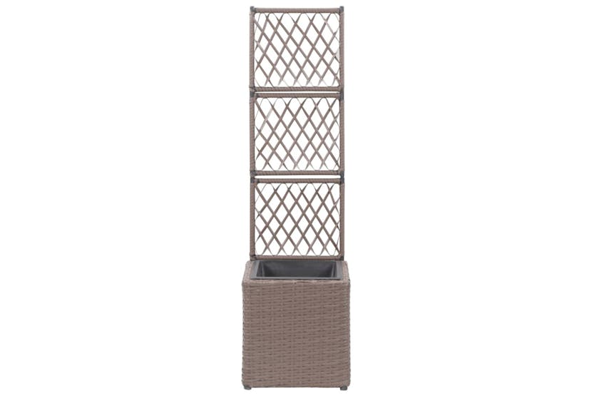 Vidaxl 46936 Trellis Raised Bed With 1 Pot 30x30x107 Cm Poly Rattan Brown