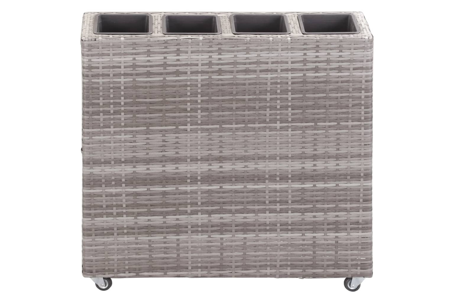 vidaXL 46949 Garden Raised Bed With 4 Pots 80x22x79cm Poly Rattan Grey