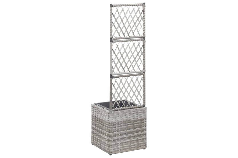 Vidaxl 46933 Trellis Raised Bed With 1 Pot 30x30x107 Cm Poly Rattan Grey