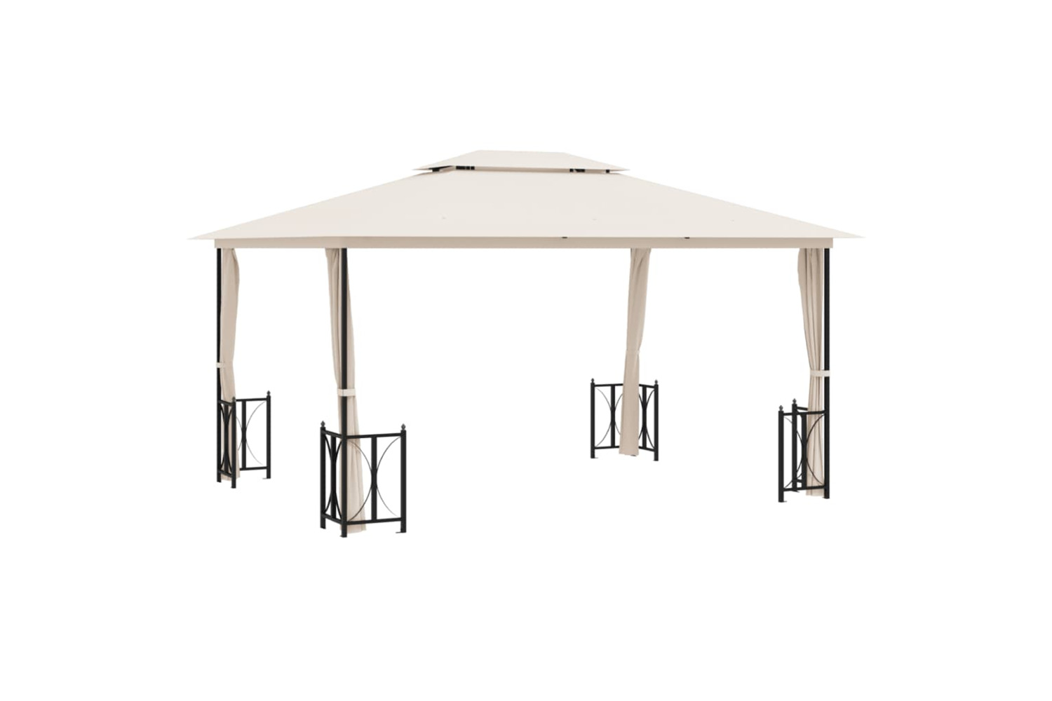 vidaXL 318543 Gazebo With Sidewalls&double Roofs 3x4 M Cream