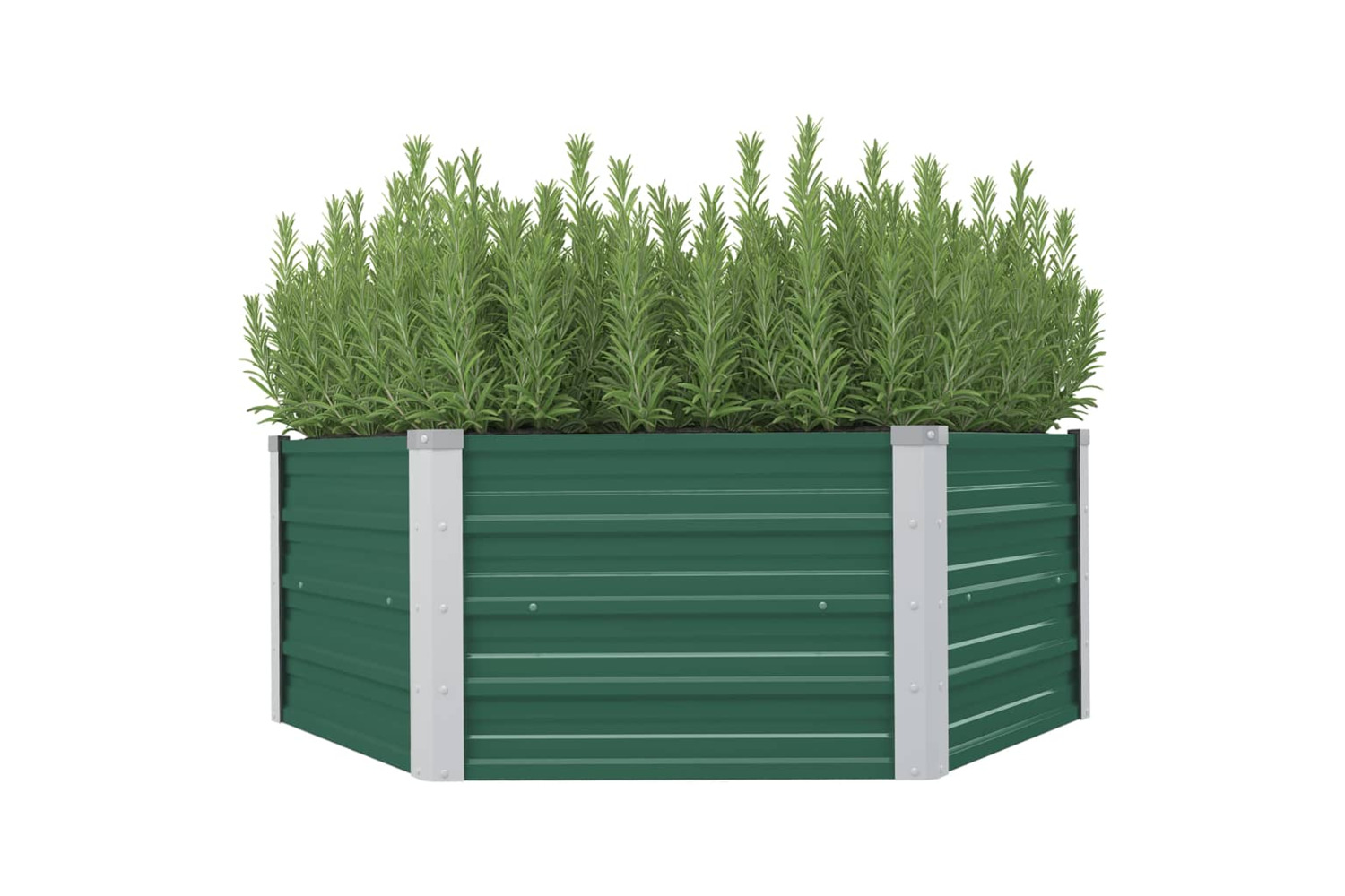 Vidaxl Raised Garden Bed 129x129x46 Cm Galvanised Steel Green