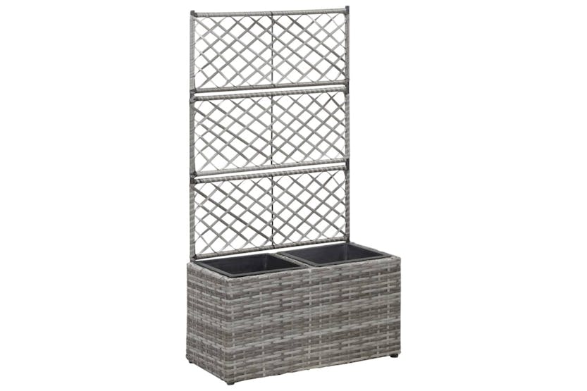 Vidaxl 46934 Trellis Raised Bed With 2 Pots 58x30x107 Cm Poly Rattan Grey