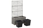 Vidaxl 46934 Trellis Raised Bed With 2 Pots 58x30x107 Cm Poly Rattan Grey