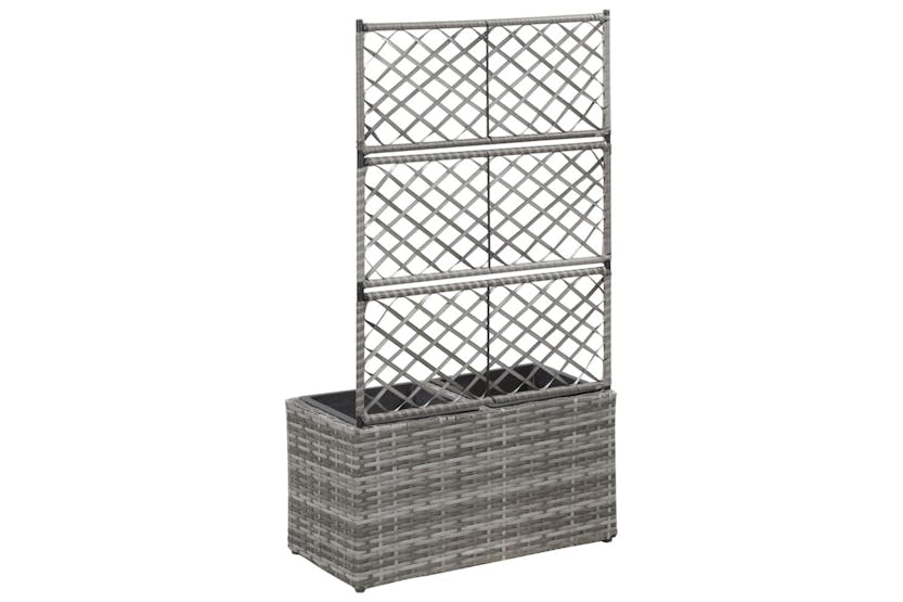 Vidaxl 46934 Trellis Raised Bed With 2 Pots 58x30x107 Cm Poly Rattan Grey