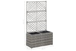 Vidaxl 46934 Trellis Raised Bed With 2 Pots 58x30x107 Cm Poly Rattan Grey