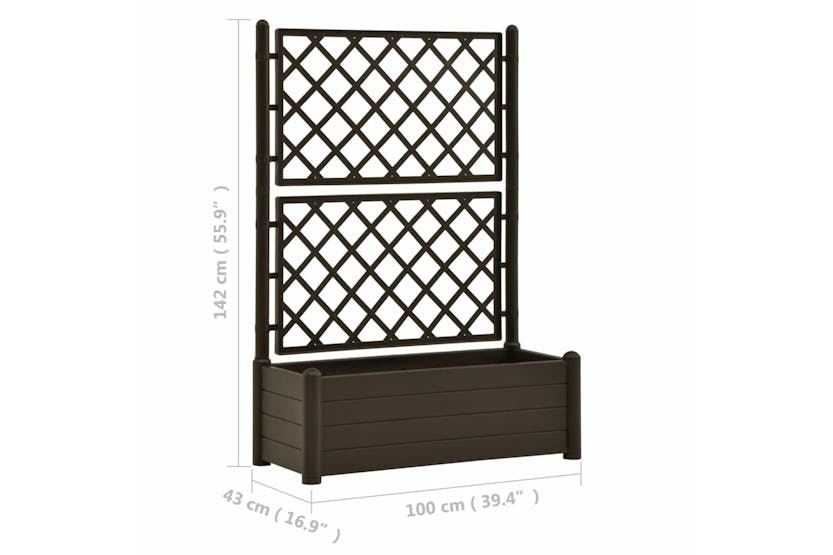 Vidaxl 313984 Garden Planter With Trellis 100x43x142 Cm Pp Mocha