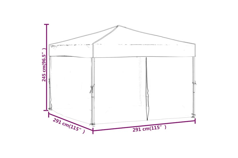 Vidaxl 93522 Folding Party Tent With Sidewalls Cream 3x3 M