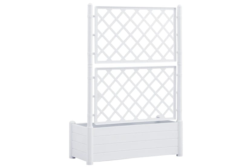 Vidaxl 313983 Garden Planter With Trellis 100x43x142 Cm Pp White