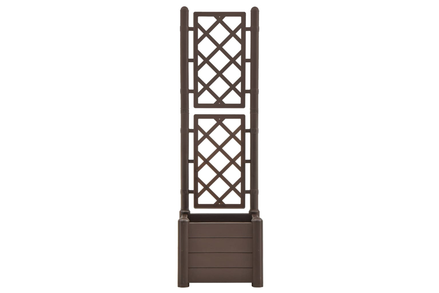 vidaXL 313980 Garden Planter With Trellis 43x43x142cm Pp Mocha