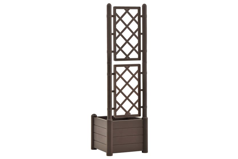 Vidaxl 313980 Garden Planter With Trellis 43x43x142 Cm Pp Mocha