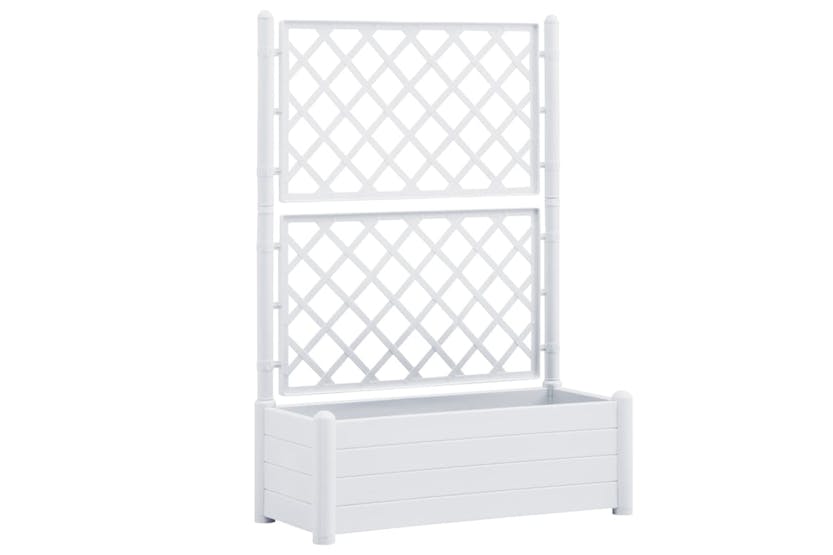 Vidaxl 313983 Garden Planter With Trellis 100x43x142 Cm Pp White