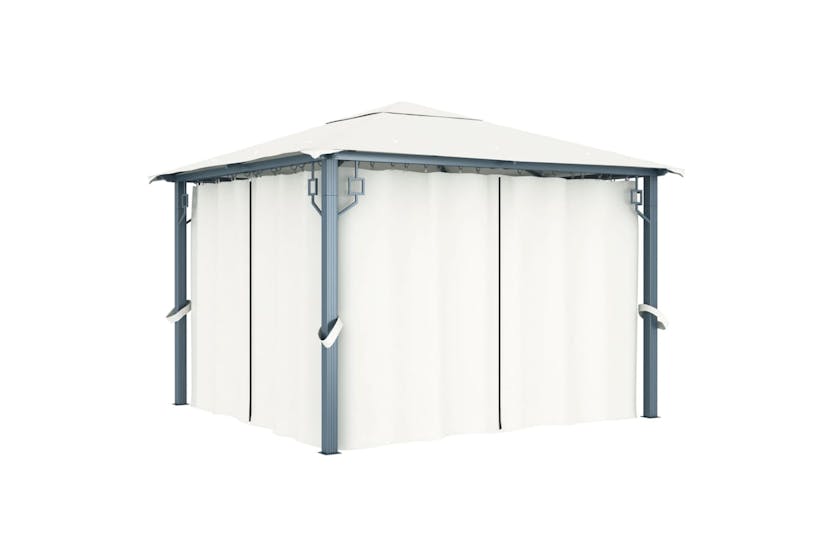 Vidaxl 48042 Gazebo With Curtain 300x300 Cm Cream Aluminium