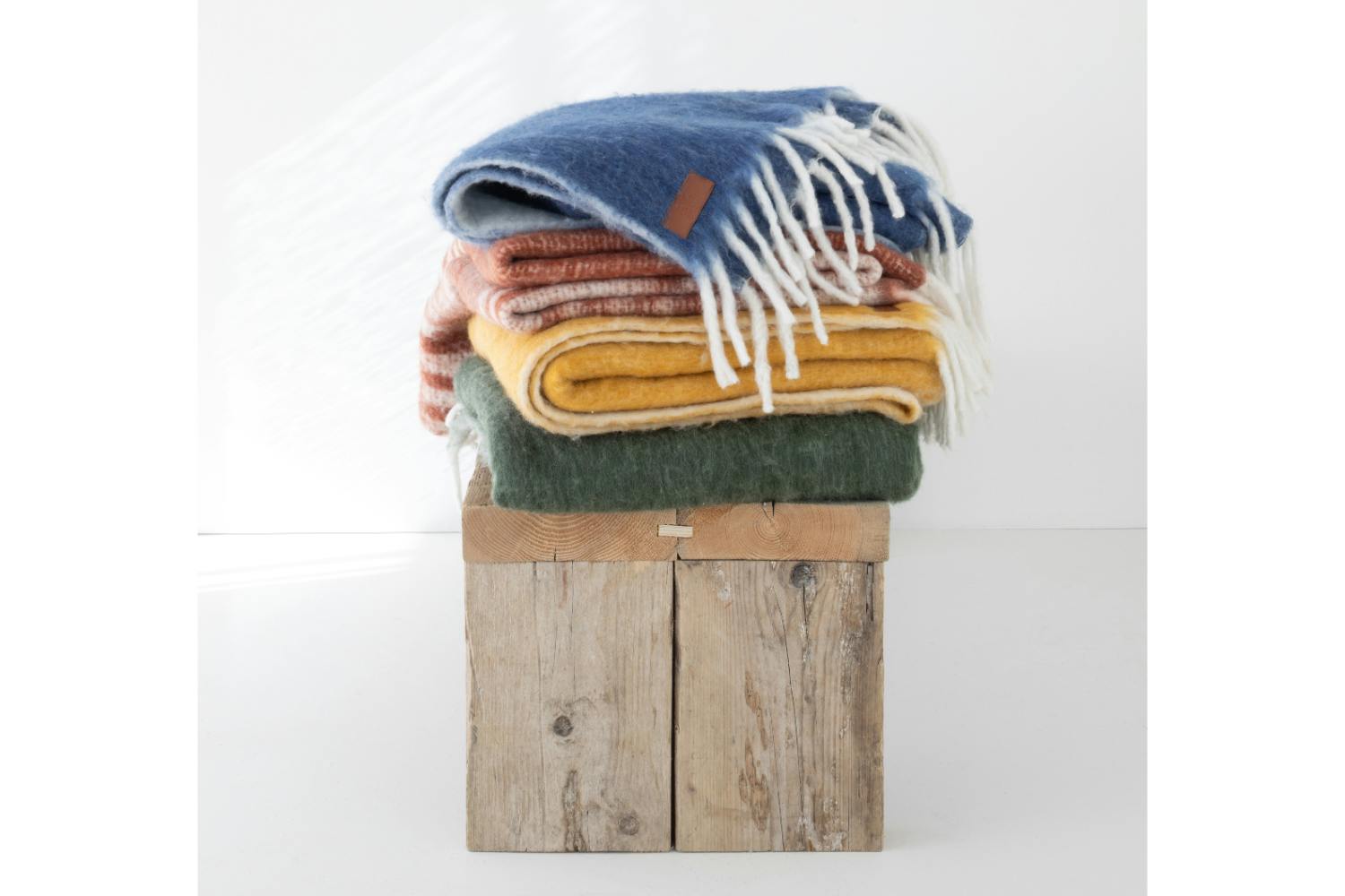 Soft Wool Mix Blanket | Check Throw Camel Dark Grey | 120 x 180 cm