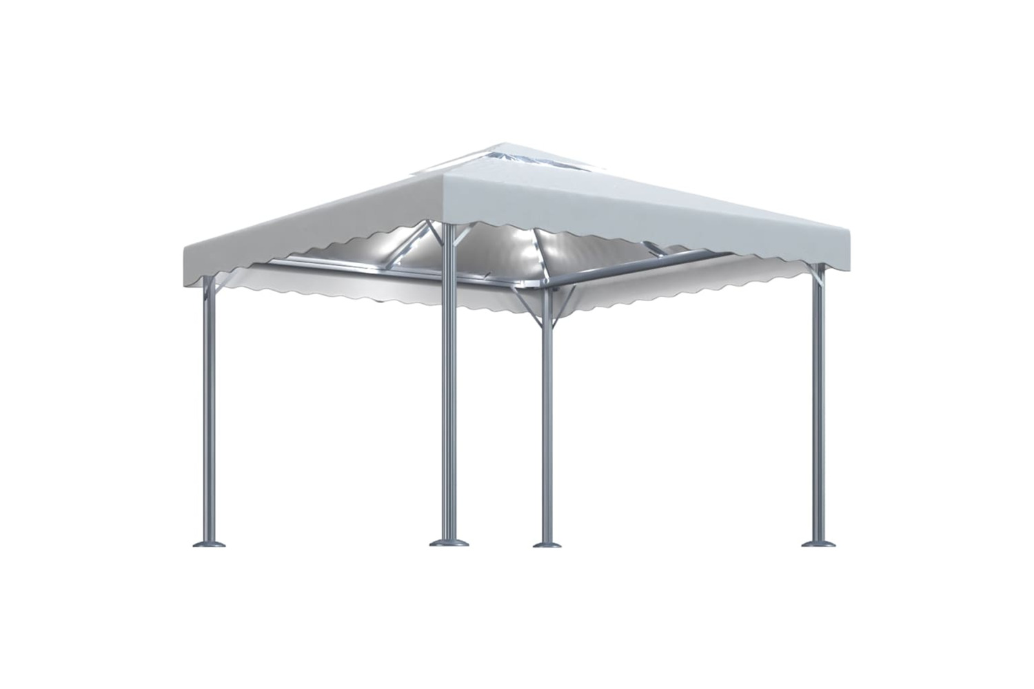Vidaxl 3070342 Gazebo With Led String Lights 300x300 Cm Cream Aluminium