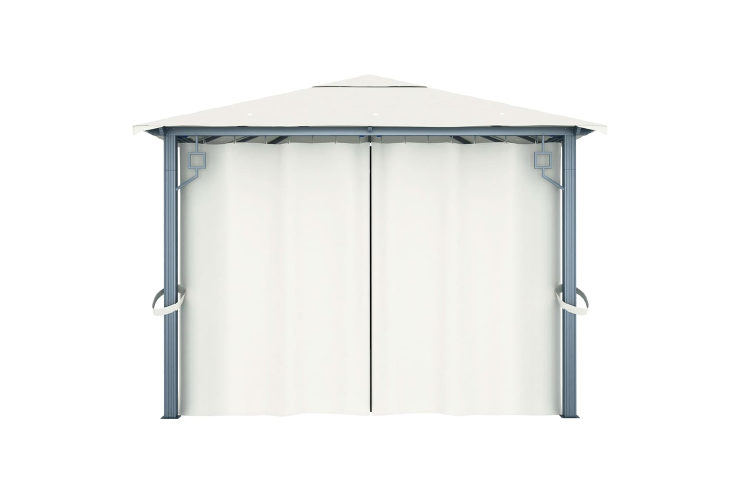 vidaXL 3070335 Gazebo With Curtain&led String Lights 4x3 M Cream Aluminium