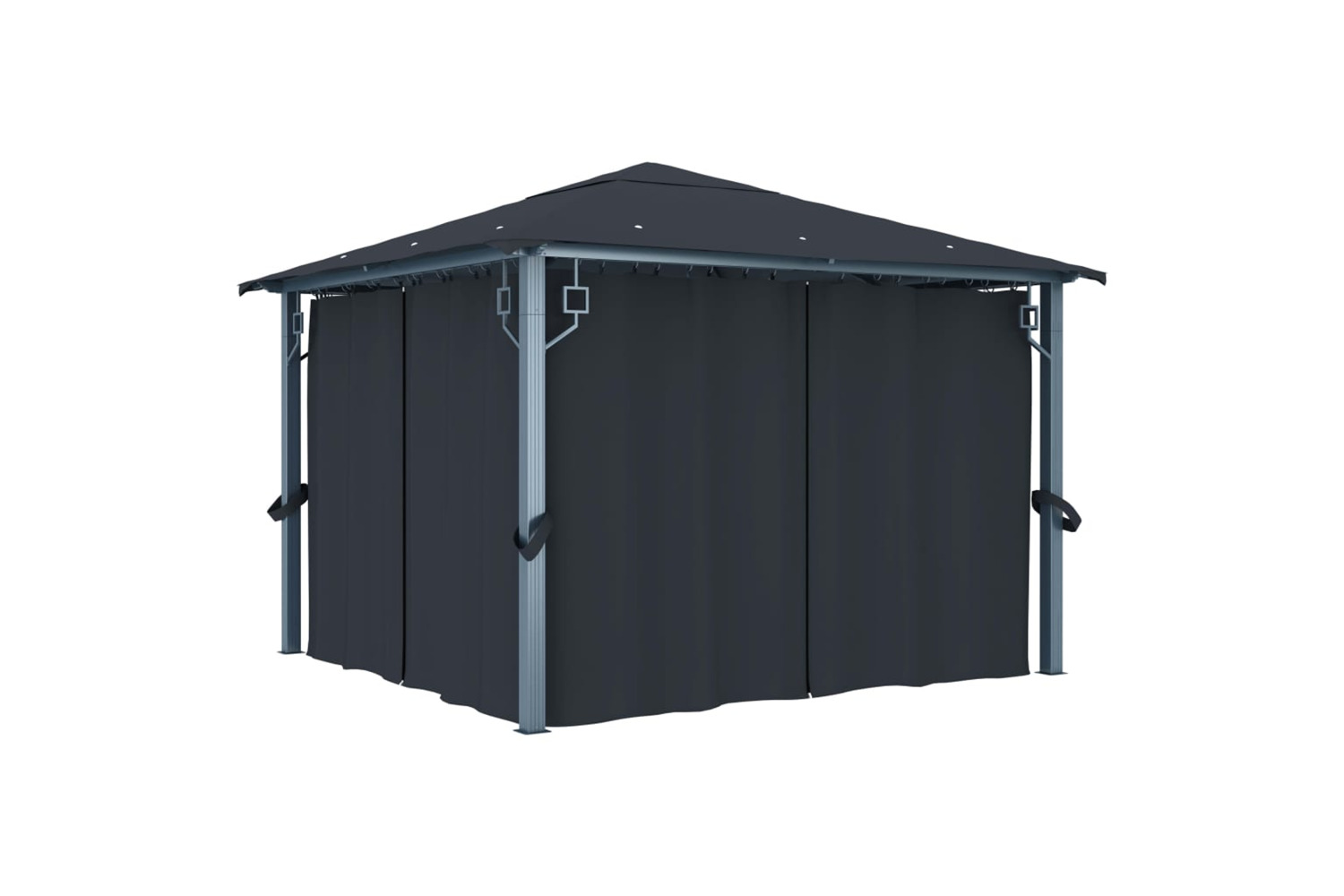 vidaXL 3070333 Gazebo With Curtain&led String Lights 3x3 M Anthracite Aluminium
