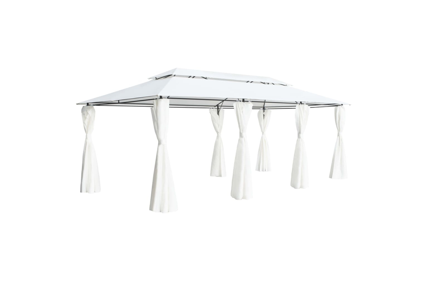 vidaXL 310073 Gazebo With Curtains 600x298x270cm White 180g/m²