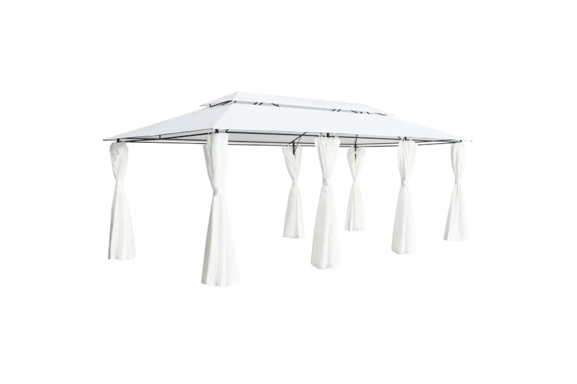 Vidaxl 310073 Gazebo With Curtains 600x298x270 Cm White 180g/mâ²