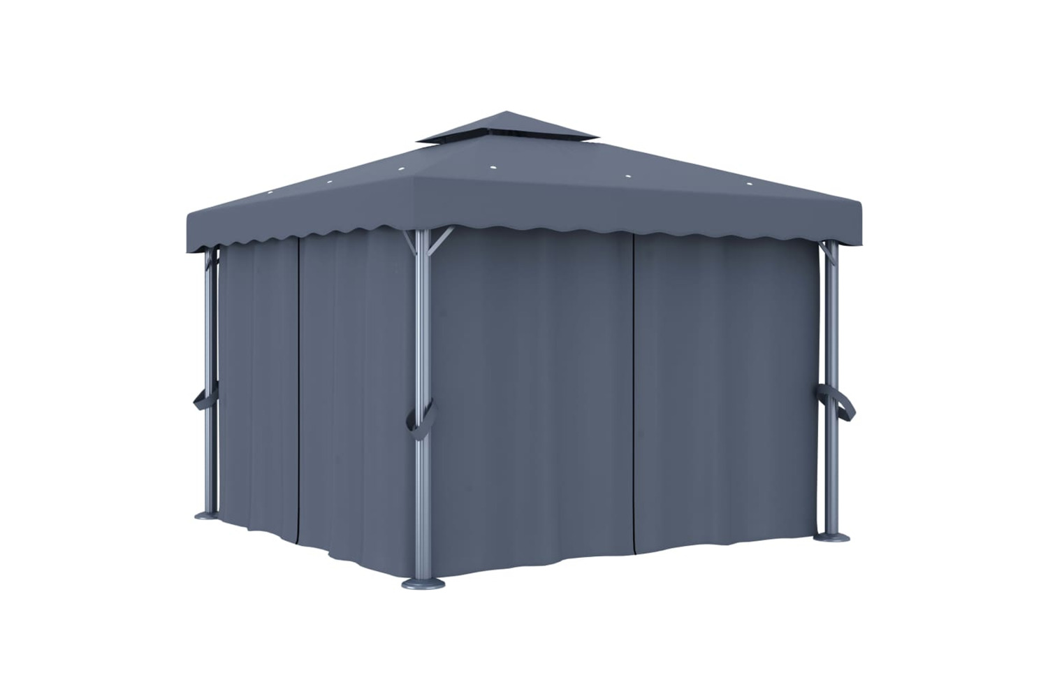 vidaXL 3070347 Gazebo With Curtain&led String Lights 3x3 M Anthracite